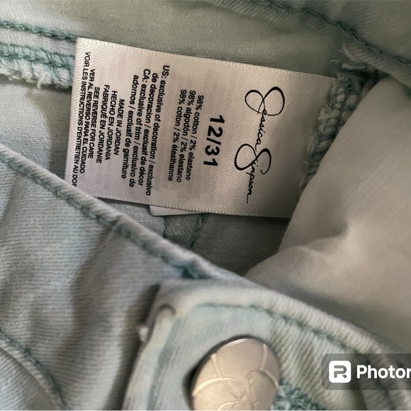 Jessica Simpson Rolled Crop Skinny Jeans Sky Blue - Size 12/31 - Picture 8 of 11